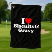 I Love Heart Biscuits And Gravy Golf Towel thumb 1