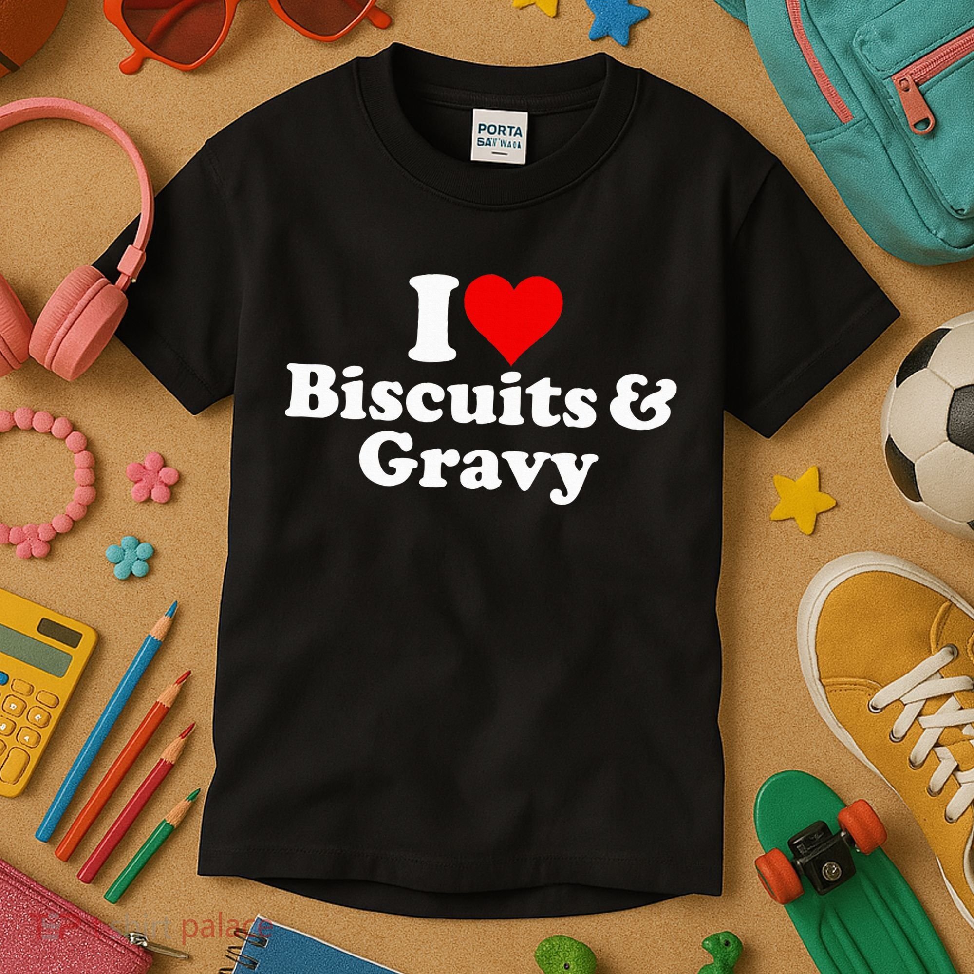 I Love Heart Biscuits And Gravy Kids T-Shirt