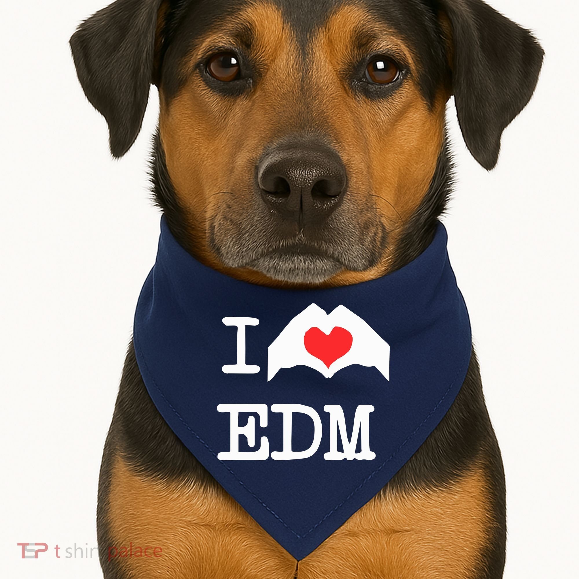I Love Heart Edm USA-Made Doggie Bandana