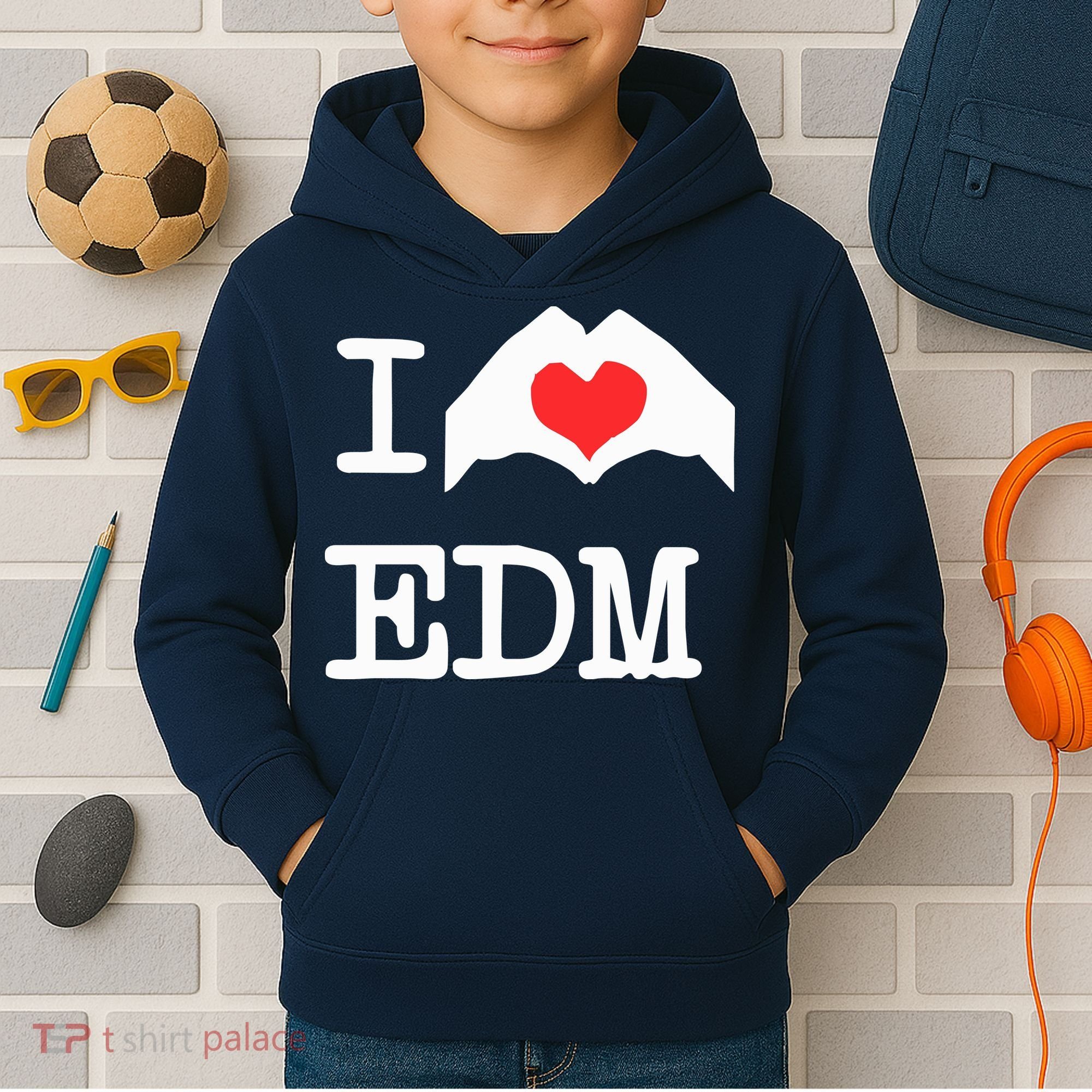 I Love Heart Edm Kids Hoodie