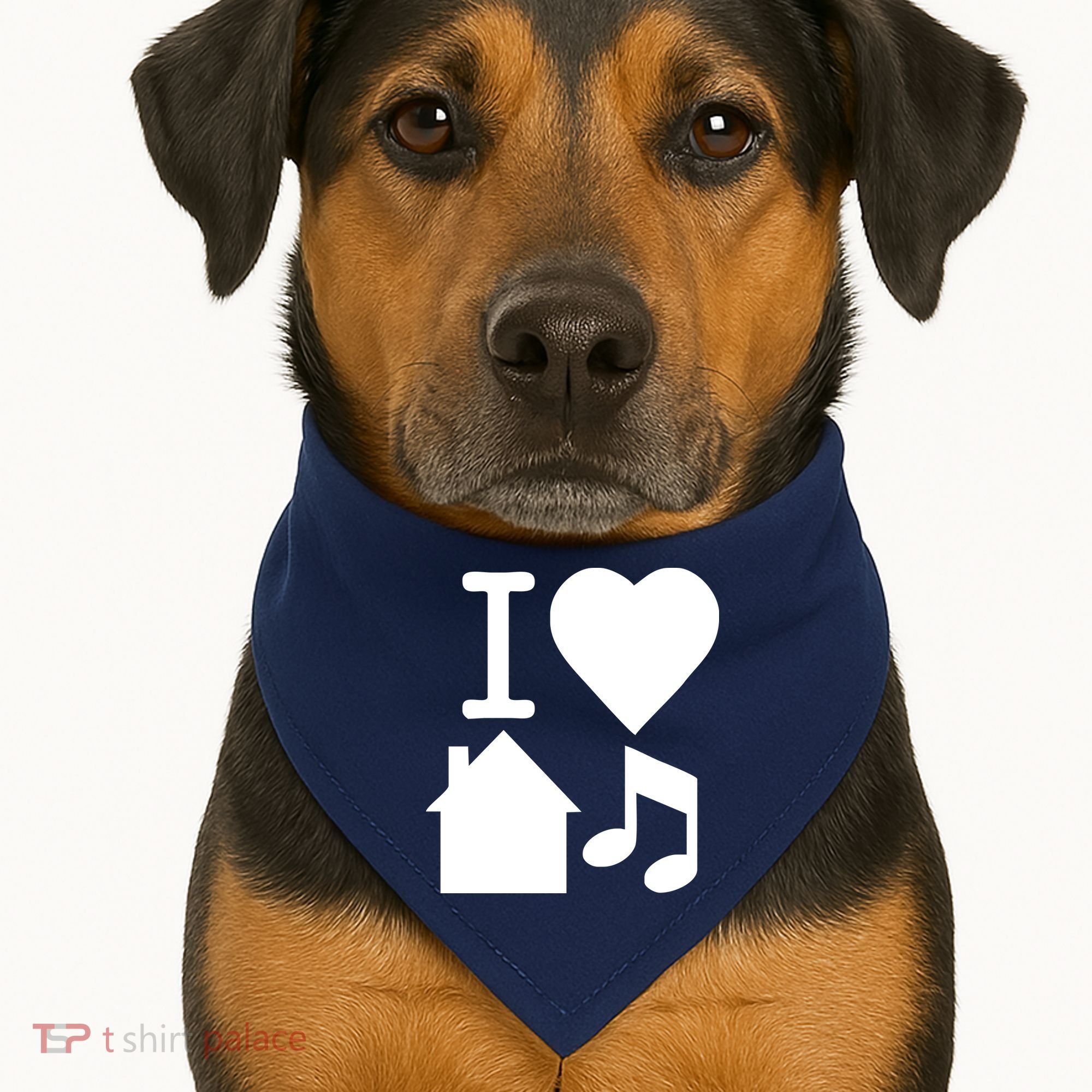 I Love House Music DJ USA-Made Doggie Bandana
