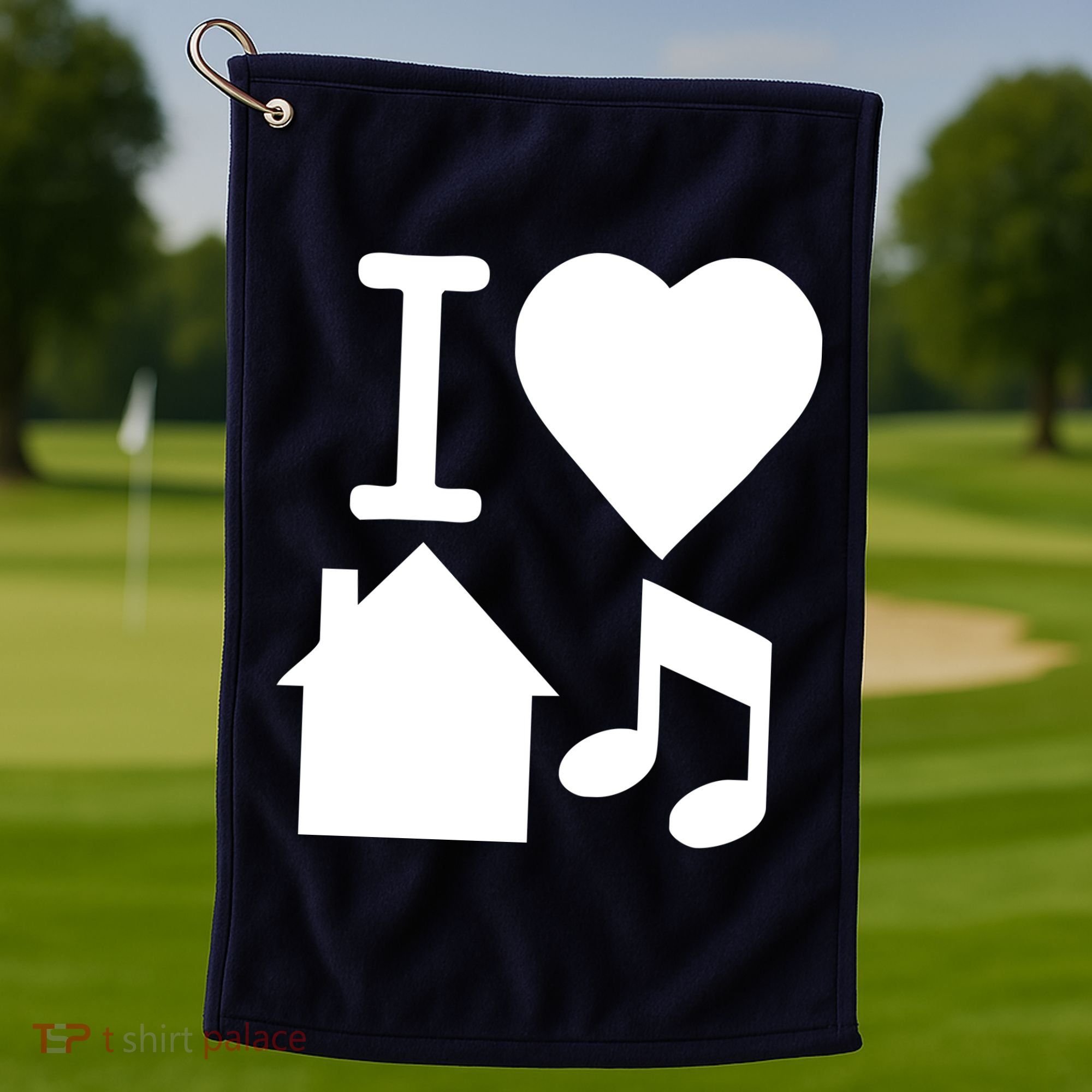 I Love House Music DJ Golf Towel