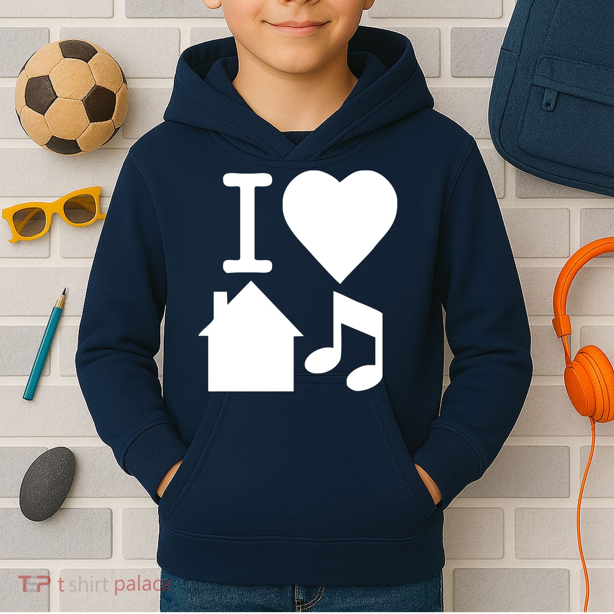 I Love House Music DJ Kids Hoodie