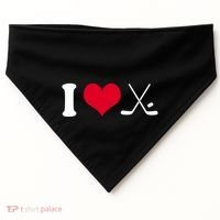 I Love Hockey, Sticks And Puck USA-Made Doggie Bandana thumb 0