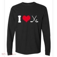 I Love Hockey, Sticks And Puck Comfort Colors Heavyweight Long Sleeve T-Shirt thumb 0