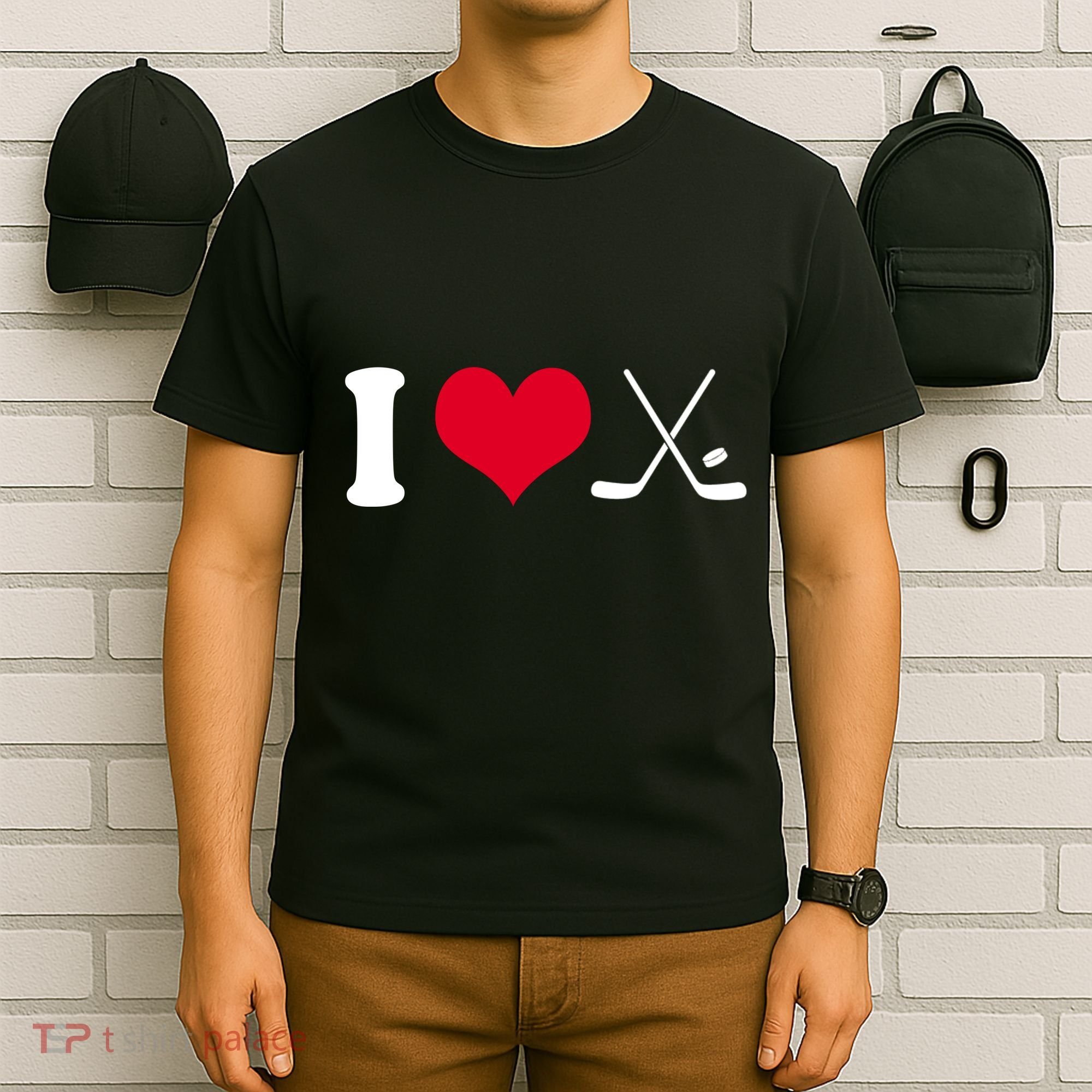 I Love Hockey, Sticks And Puck T-Shirt
