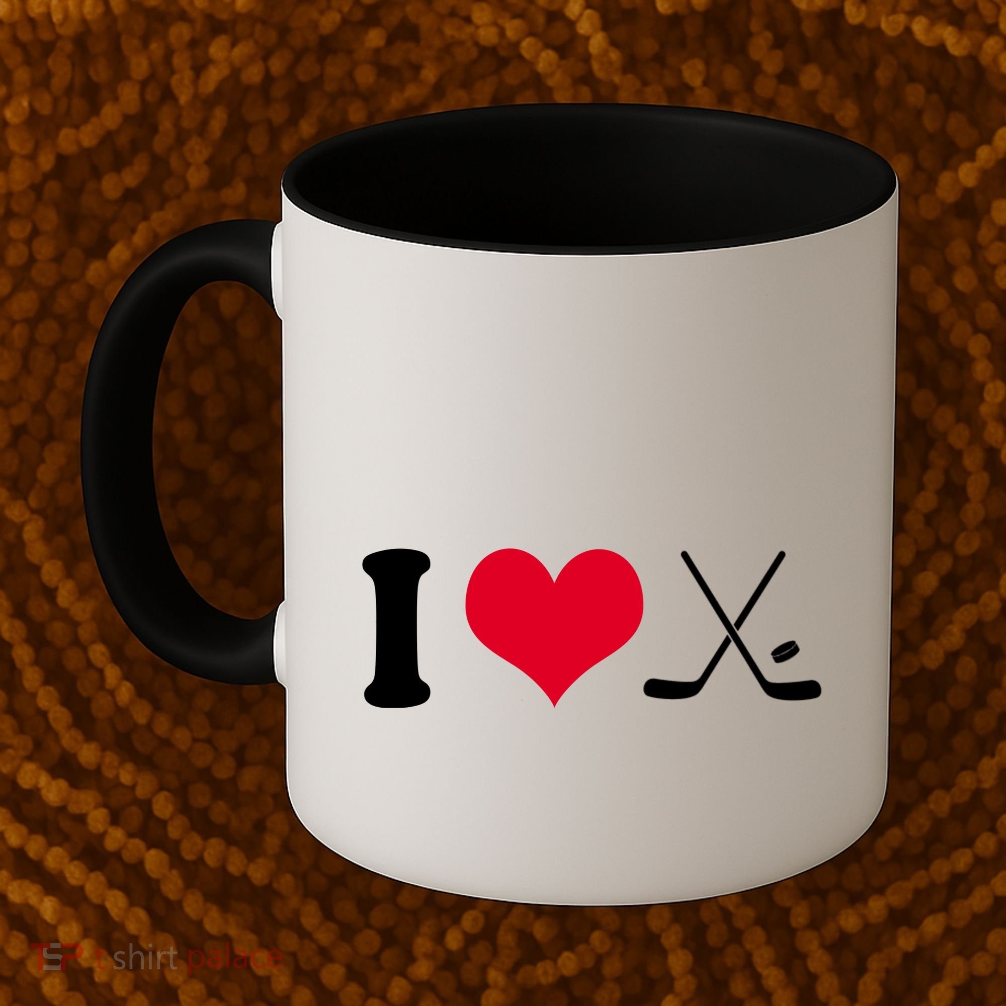 I Love Hockey, Sticks And Puck Coffee Mug