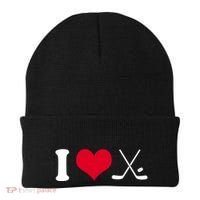 I Love Hockey, Sticks And Puck Beanie thumb 0