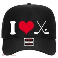 I Love Hockey, Sticks And Puck Hat thumb 0