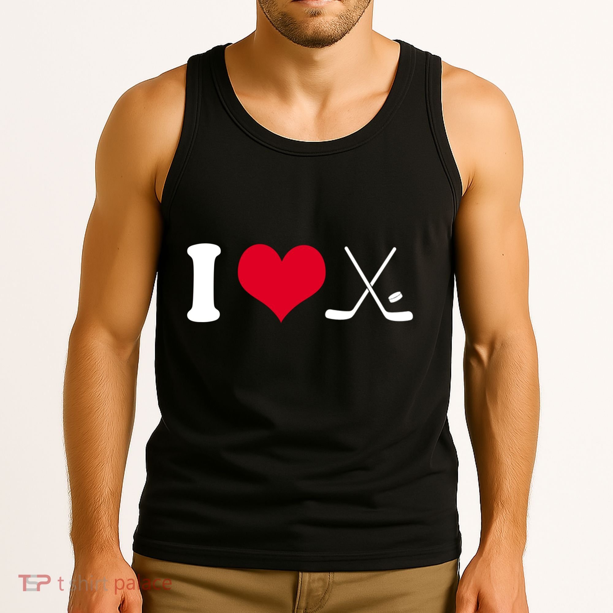 I Love Hockey, Sticks And Puck Tank Top