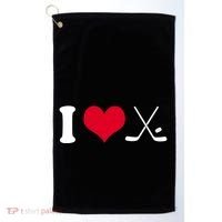 I Love Hockey, Sticks And Puck Golf Towel thumb 0
