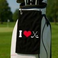 I Love Hockey, Sticks And Puck Golf Towel thumb 2