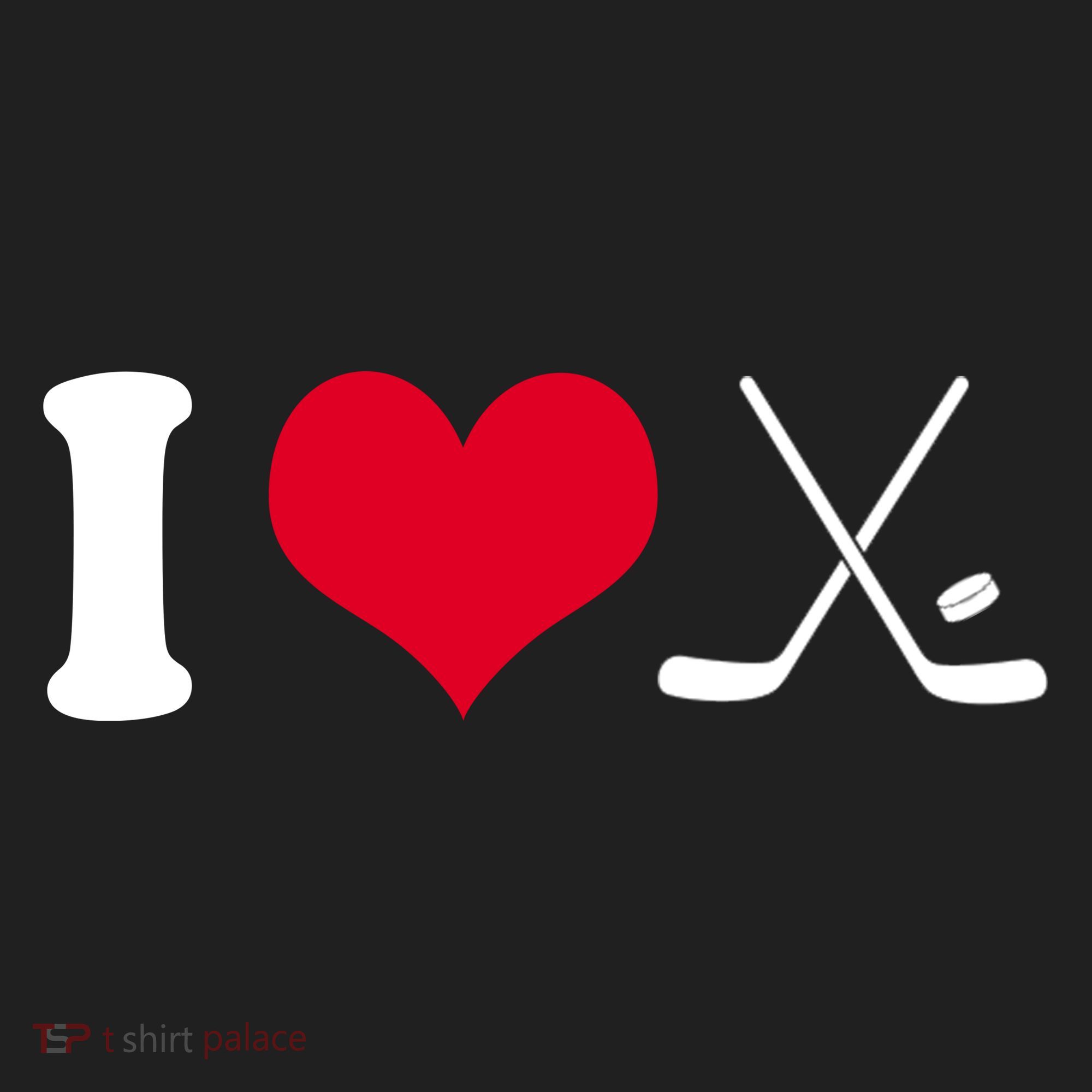 I Love Hockey, Sticks And Puck Golf Towel
