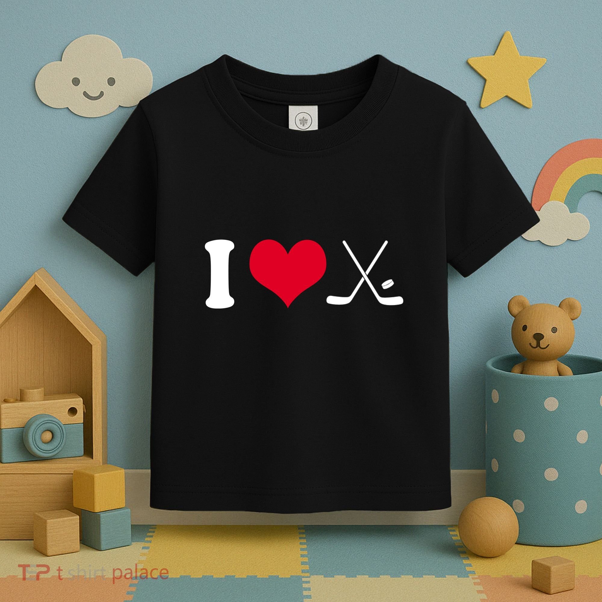 I Love Hockey, Sticks And Puck Toddler T-Shirt