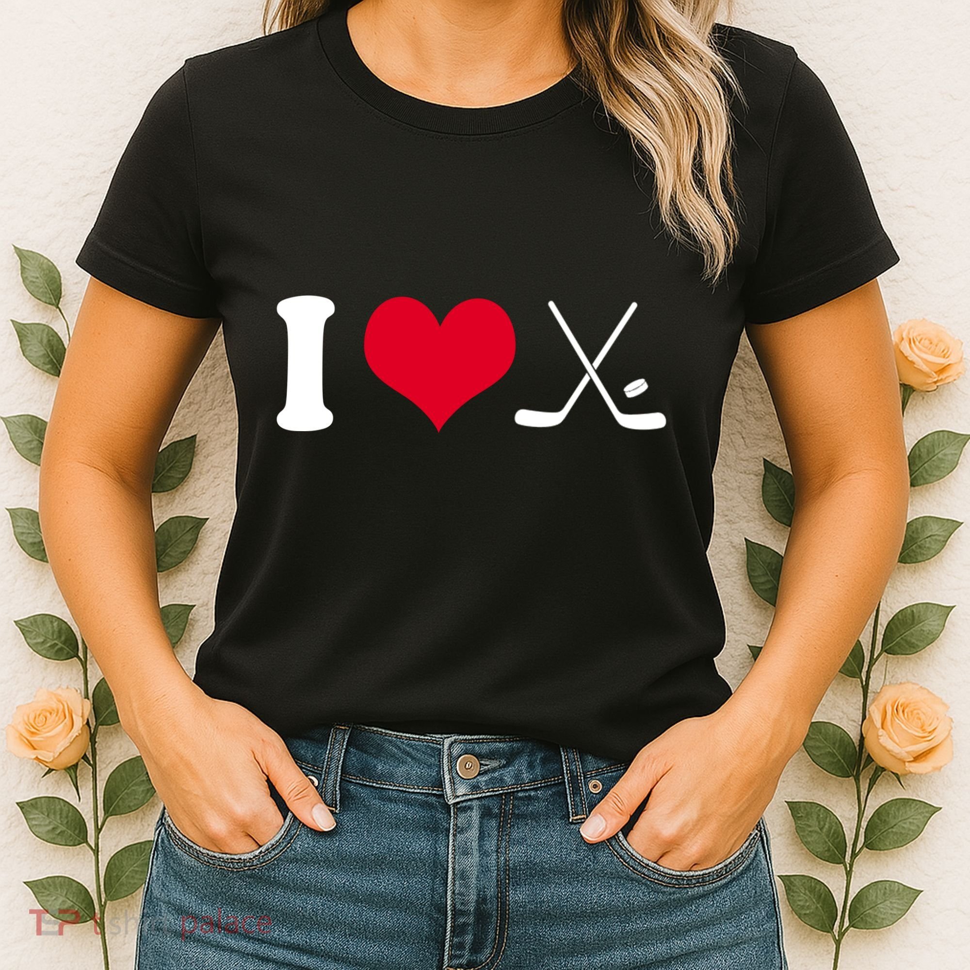 I Love Hockey, Sticks And Puck Women's T-Shirt