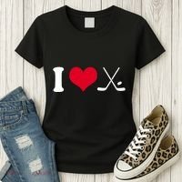 I Love Hockey, Sticks And Puck Women's T-Shirt thumb 3