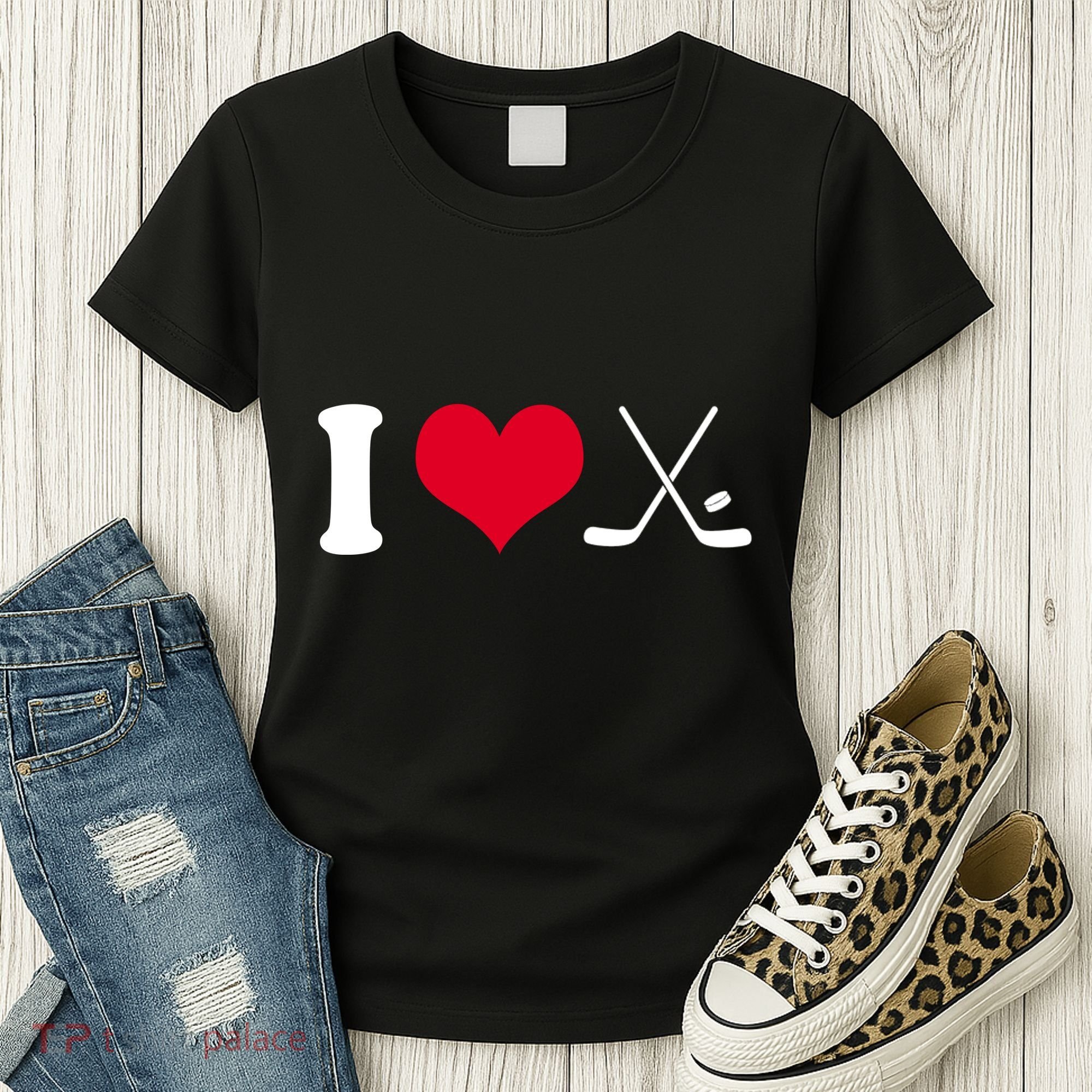 I Love Hockey, Sticks And Puck Women's T-Shirt