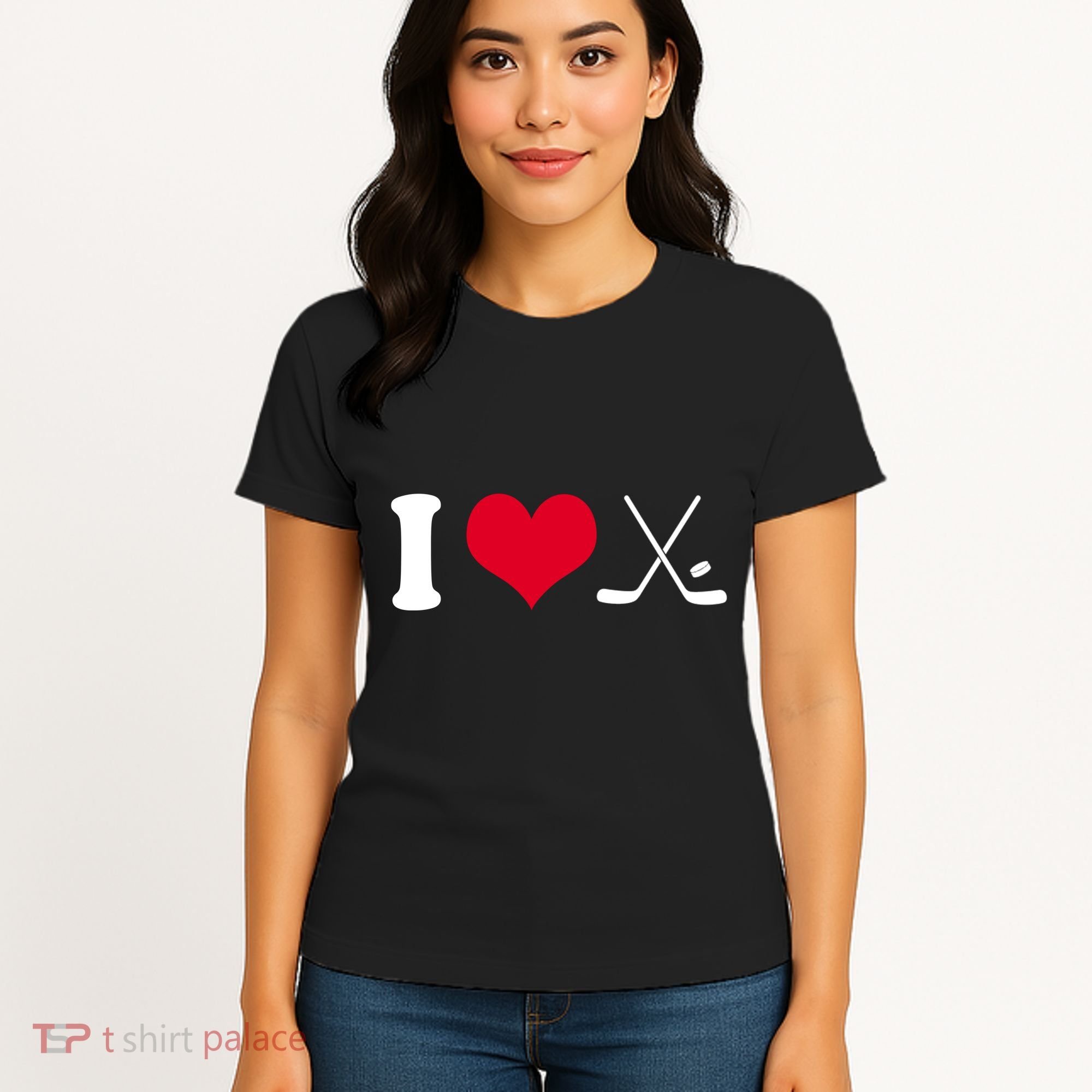 I Love Hockey, Sticks And Puck Women's T-Shirt