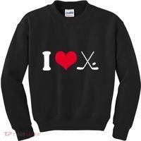 I Love Hockey, Sticks And Puck Kids Sweatshirt thumb 0