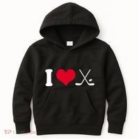 I Love Hockey, Sticks And Puck Kids Hoodie thumb 0