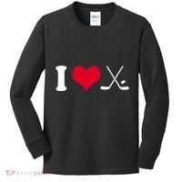 I Love Hockey, Sticks And Puck Kids Long Sleeve Shirt thumb 0