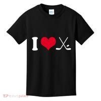 I Love Hockey, Sticks And Puck Kids T-Shirt thumb 0