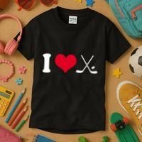 I Love Hockey, Sticks And Puck Kids T-Shirt thumb 3