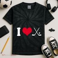 I Love Hockey, Sticks And Puck Kids Tie-Dye T-Shirt thumb 2