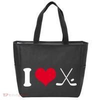 I Love Hockey, Sticks And Puck Tote Bag thumb 0
