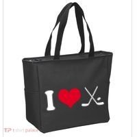 I Love Hockey, Sticks And Puck Tote Bag thumb 2