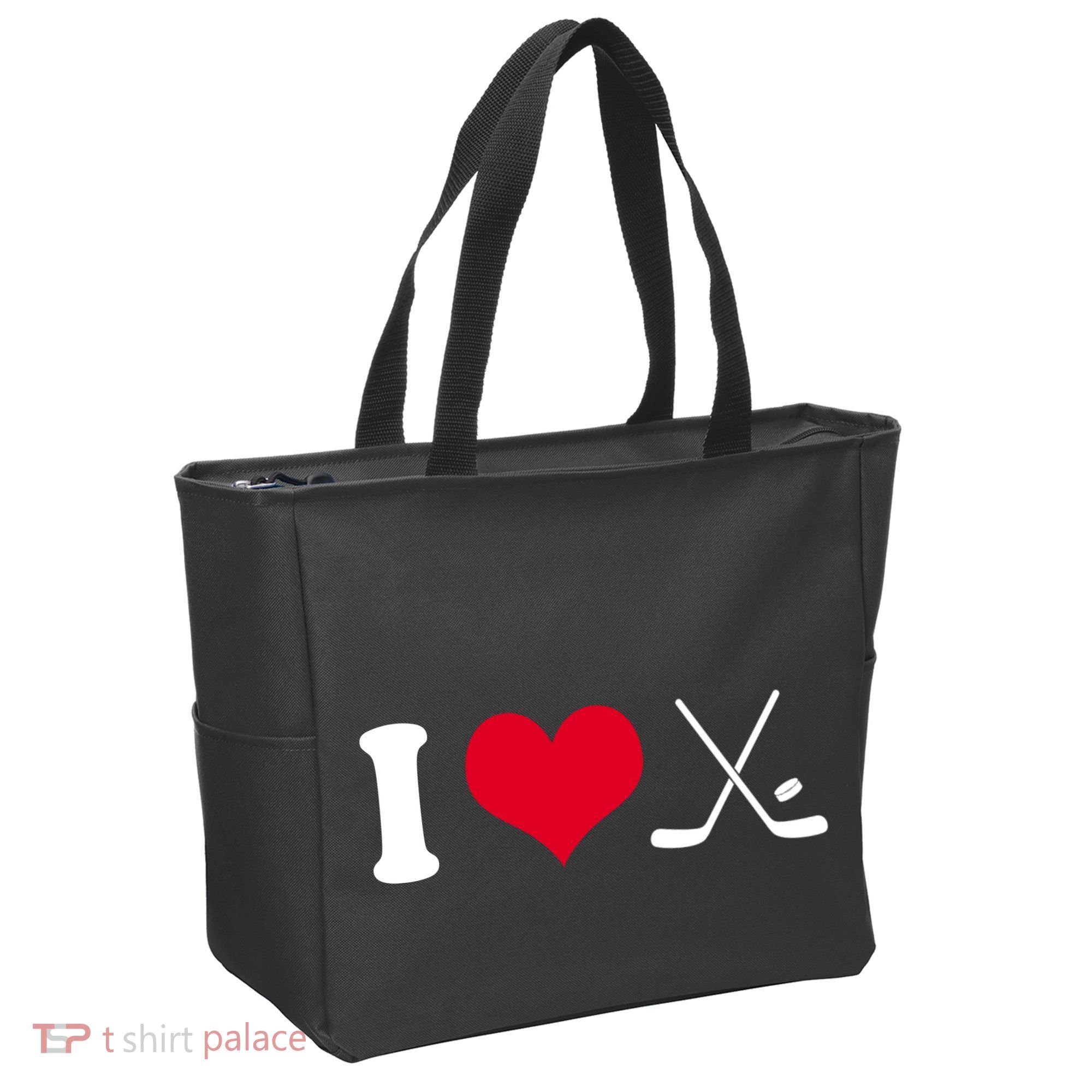 I Love Hockey, Sticks And Puck Tote Bag