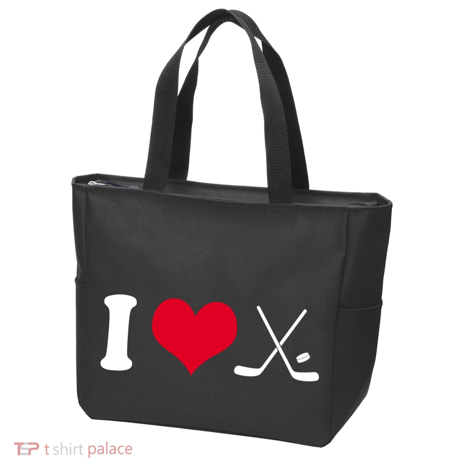 I Love Hockey, Sticks And Puck Tote Bag