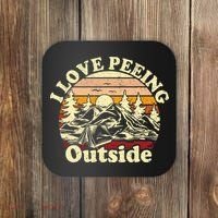 I Love Heart Peeing Outside Lover Camping Hikind Outdoors Coaster thumb 0