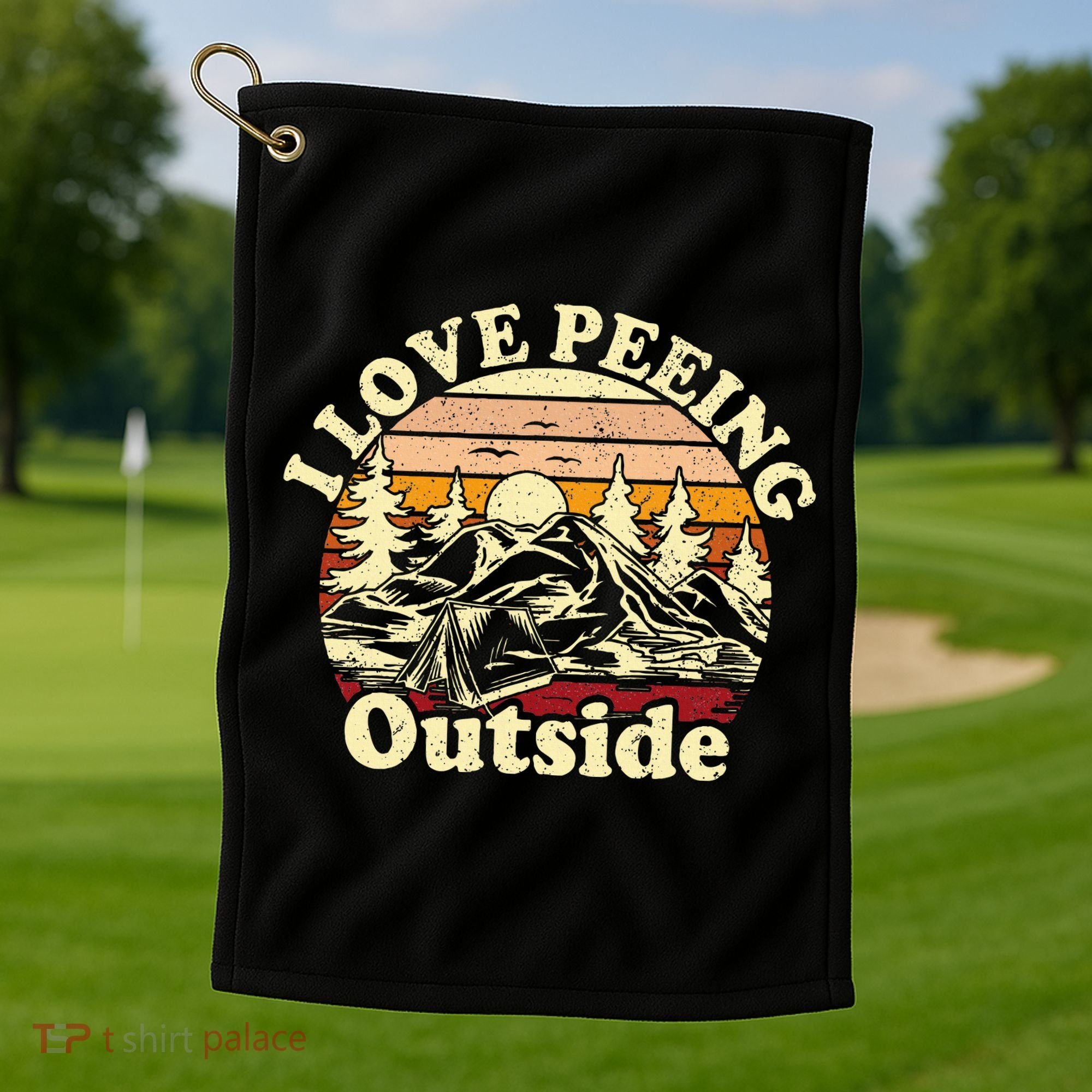 I Love Heart Peeing Outside Lover Camping Hikind Outdoors Golf Towel
