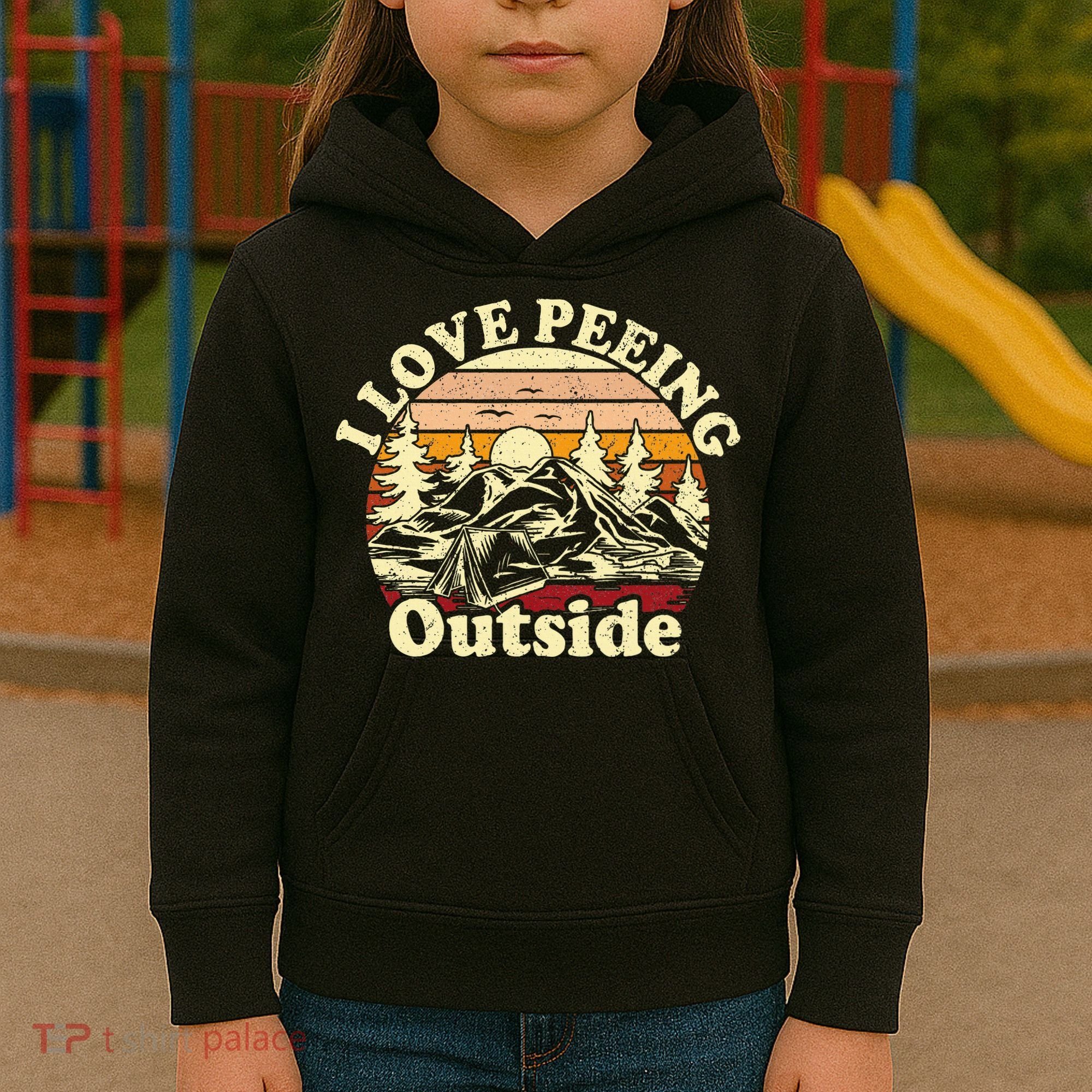I Love Heart Peeing Outside Lover Camping Hikind Outdoors Kids Hoodie
