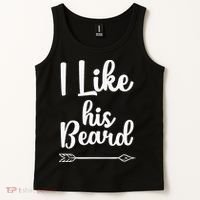 I Like His Beard Funny Compliment Matching Couples Tank Top thumb 2