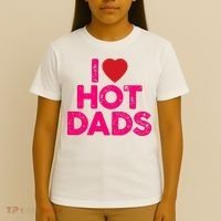 I Love Hot Dads Funny Pink Heart Hot Dad T-Shirt thumb 4