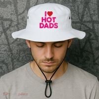I Love Hot Dads Funny Pink Heart Hot Dad Bucket Hat thumb 2