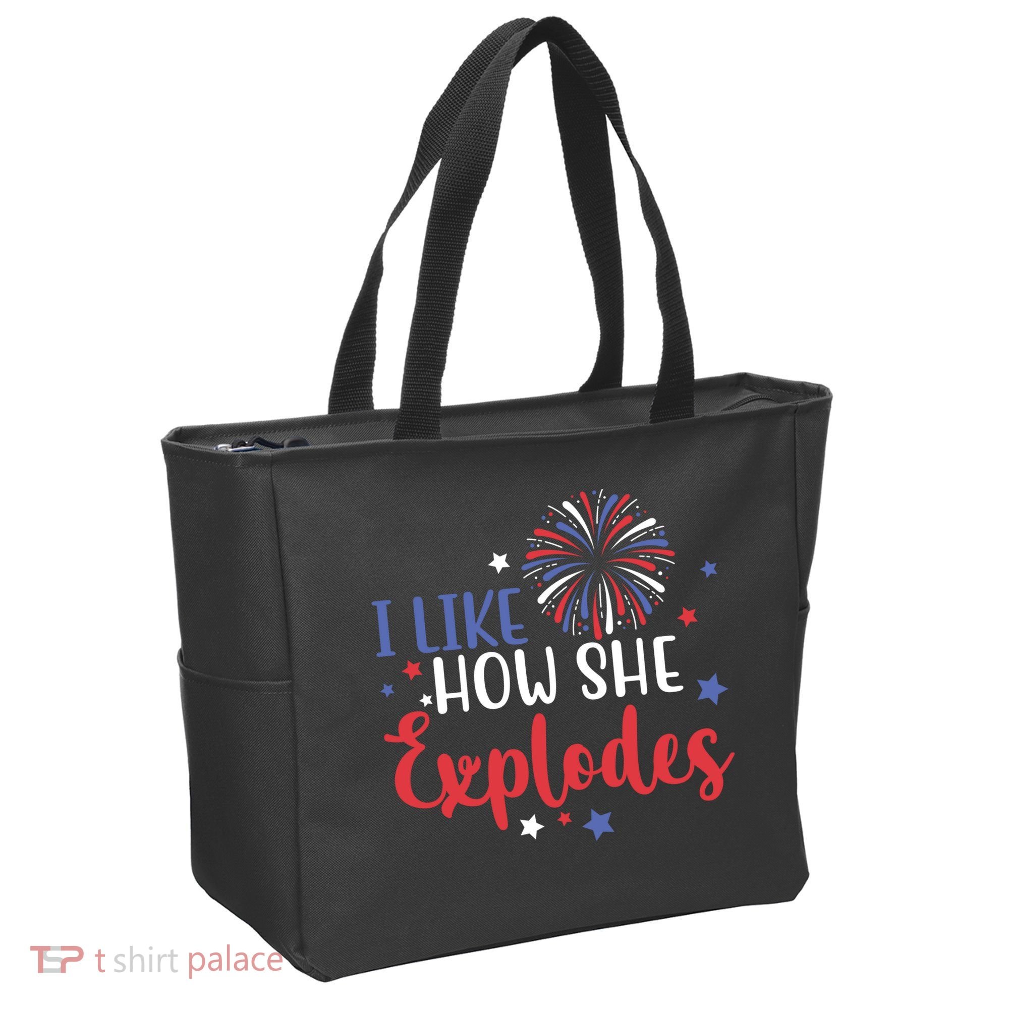 I Like How She Explodes 4th Of July Funny Tote Bag
