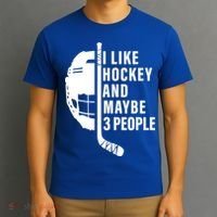 I Like Hockey And Maybe 3 People Ice Hockey Game Day Vibes Gift T-Shirt thumb 3