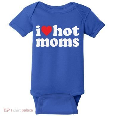I Love Hot Moms Distressed Retro Vintage Design Gift Baby Bodysuit