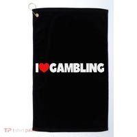 I Love (heart) Gambling Golf Towel thumb 0
