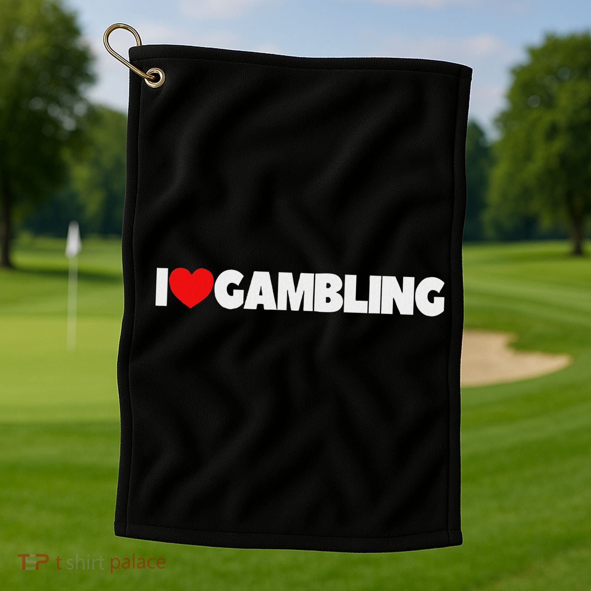 I Love (heart) Gambling Golf Towel