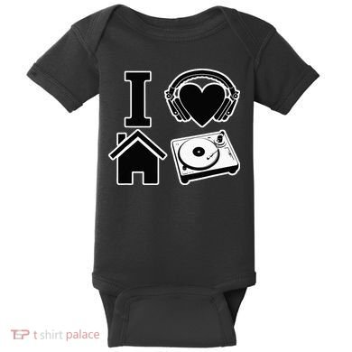 I Love House Music Baby Bodysuit
