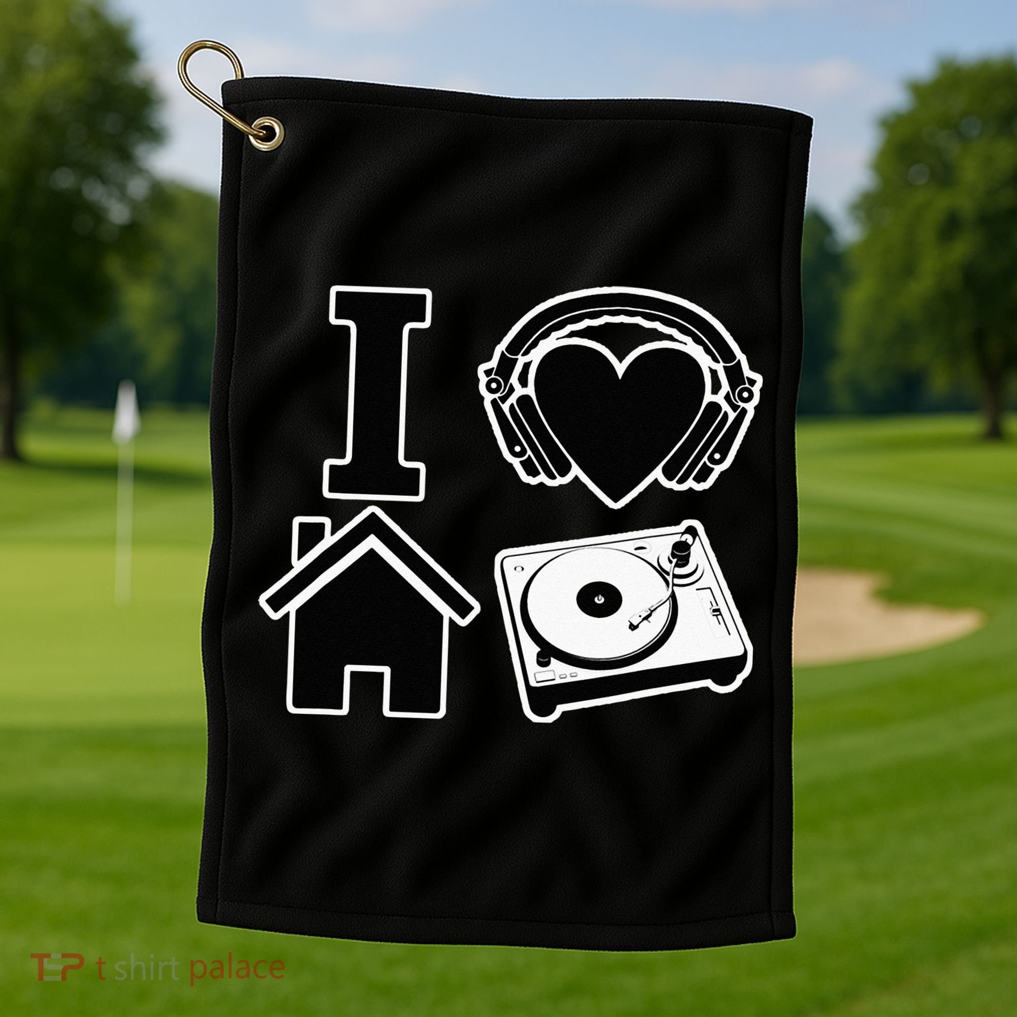 I Love House Music Golf Towel