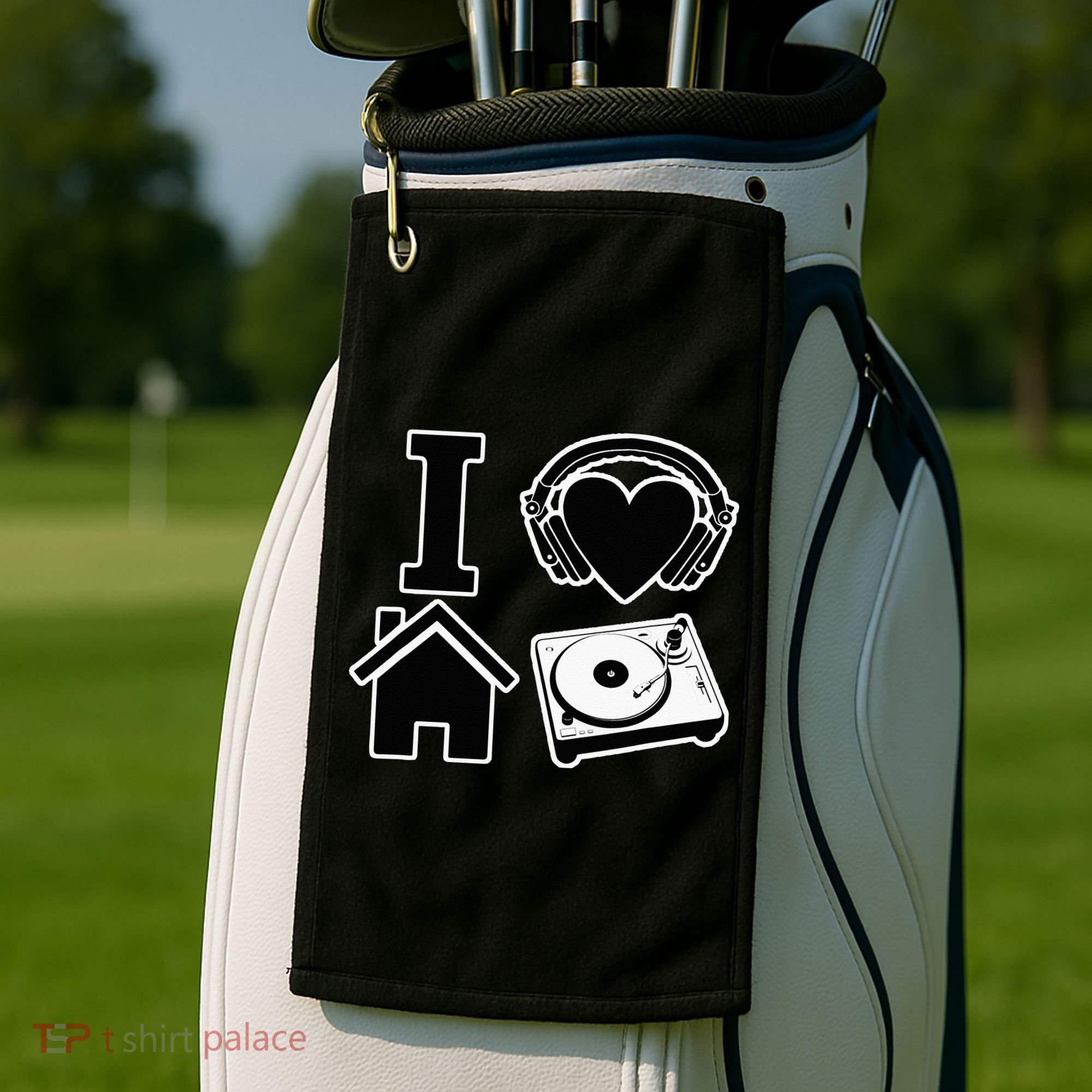 I Love House Music Golf Towel