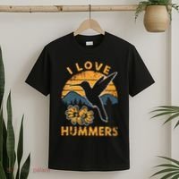 I Love Hummers Hummingbird Vintage Sunset T-Shirt thumb 2