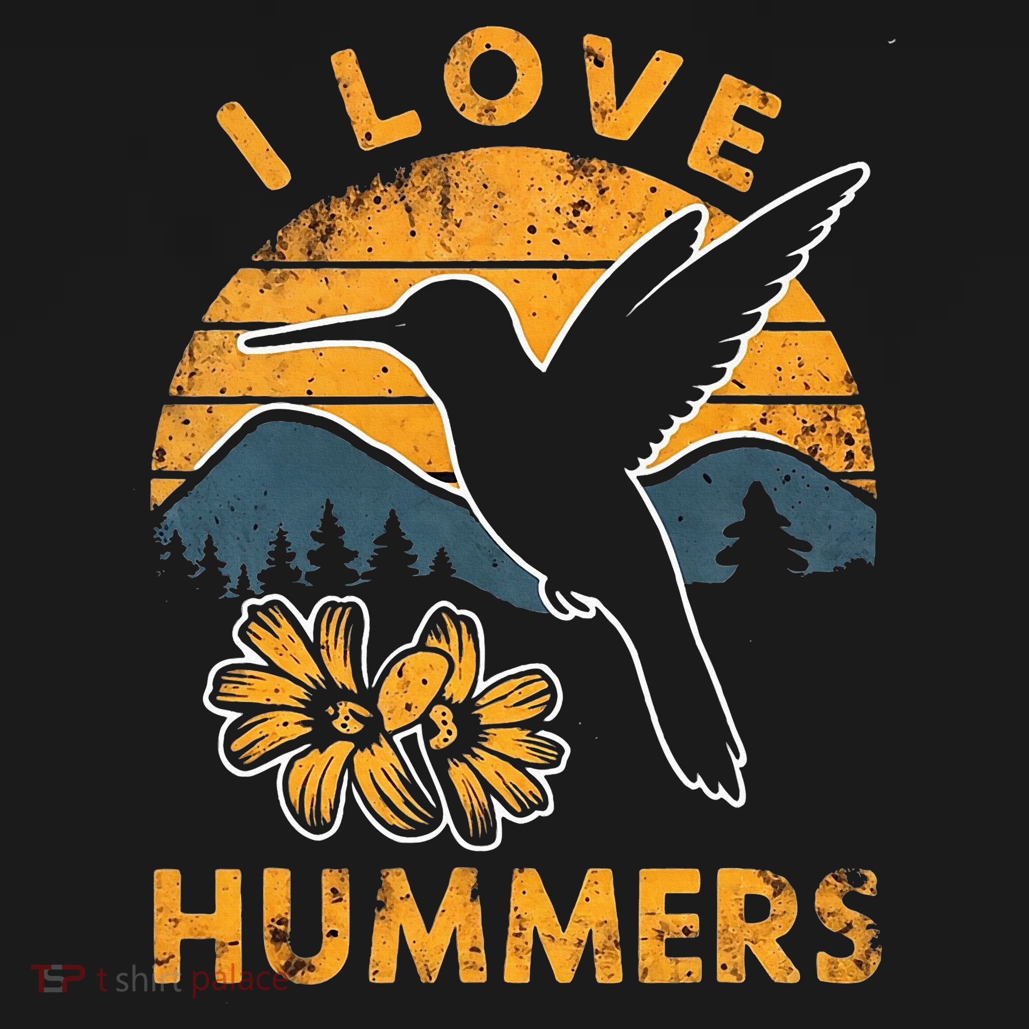 I Love Hummers Hummingbird Vintage Sunset T-Shirt