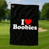 I LOVE HEART BOOBIES Golf Towel thumb 1