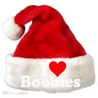 I LOVE HEART BOOBIES Santa Hat thumb 0